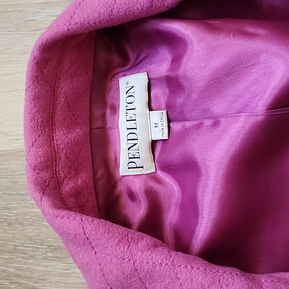 Pendleton Womens 100% Merino Wool  Pink Button Down Hip Length Peacoat Sz Medium - Picture 5 of 15